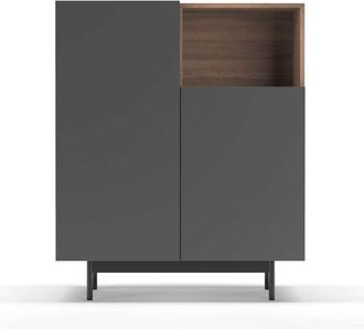 HERDASA Herdasa - Mueble Auxiliar Modelo-602-1 Acabado Nogal/grafito, 110 Cm (alto) X 90 Cm (ancho) X 34 Cm (prof.)