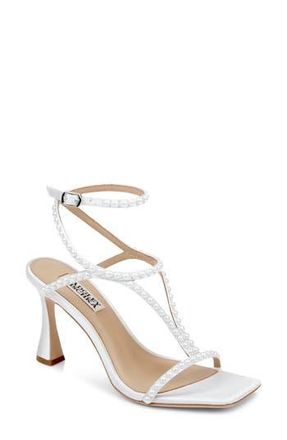 Badgley Mischka Gianni Ankle Strap Sandal in White Satin at Nordstrom Rack, Size 8