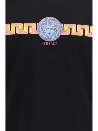 Versace Mens T-Shirt Slim Cotton Black T-Shirts And Polos