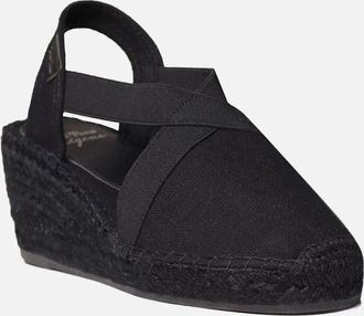 Toni Pons Womens Fabi Womens Wedge Heel Espadrille Sandals - Black - Size: 6