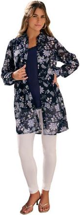 Roaman's Kate Georgette Tunic in Navy Delicate Batik at Nordstrom, Size 30