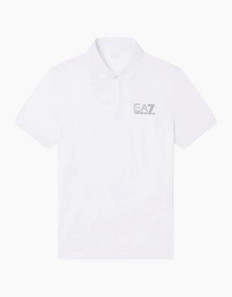 Emporio Armani Mens Concealed Button Up Rear Logo White Polo Shirt - Size: 36