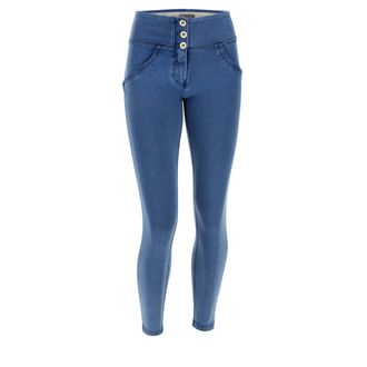 Freddy Leggings FREDDY Leggings WRUP4MC002ORG, Damen, Gr. L, EURO, blau (light blau jeans, light blau seams), Obermaterial: 84% Baumwolle CO. 16% Elasthan EL