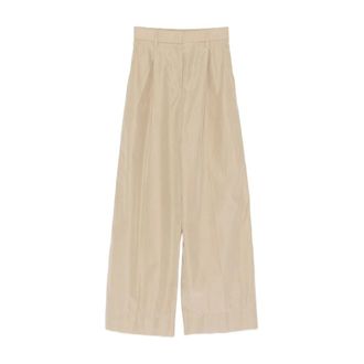 Forte_Forte Broeken, Dames, Beige, L, Wide Broeken