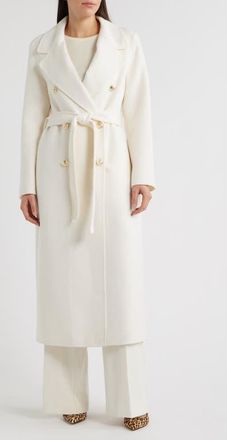 Reiss Dora Double Breasted Wool Blend Coat in Cream at Nordstrom, Size 14 Us