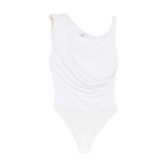 Elisabetta Franchi Body, female, White, Size: M Ribbed Knit T-Shirt