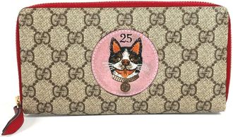 Gucci Beige Red Color Gg Supreme Long Wallet (Bi-Fold) (Pre-Owned)