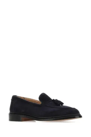 Trickers Mens Navy Blue Suede Elton Loafers Mocassini