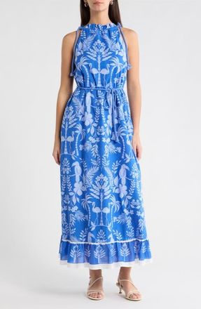 Sugarlips Kimana Floral Halter Maxi Dress in Cobalt-Combo at Nordstrom, Size X-Small
