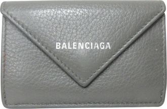 Balenciaga Gray Leather Coin Purse/Coin Case (Pre-Owned)