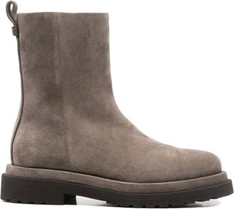 Brunello Cucinelli 30 mm suède enkellaarzen met rits - Grijs