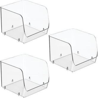 iDesign Stackable Open-Front Storage Bin, Set of 3, Clear, Made in USA at Nordstrom