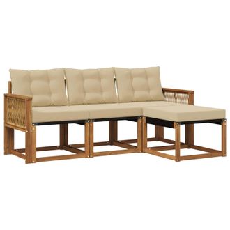 vidaXL Conjunto De Sof&aacute;s De Exterior Con Coj&iacute;n 4 Pcs Natural Y Beige Vidaxl