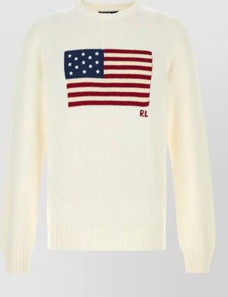 Polo Ralph Lauren cotton sweater with flag motif ribbed cuffs hem