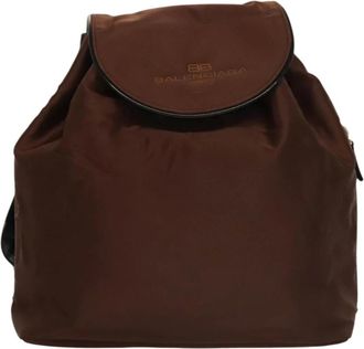 Balenciaga Pre-owned Backpacks, female, Brown, Size: ONE SIZE Pre-owned Vintage Nylon Logo Flap Backpack