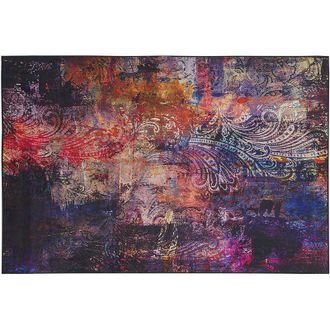 Beliani Beliani - Alfombra Multicolor Tejido De Poli&eacute;ster Patr&oacute;n Abstracto Floral Fondo Revestido De Goma 140 X 200 Cm Mardin