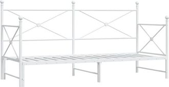 vidaXL Daybed with Trundle without Mattress White 90x200 cm Steel Vidaxl