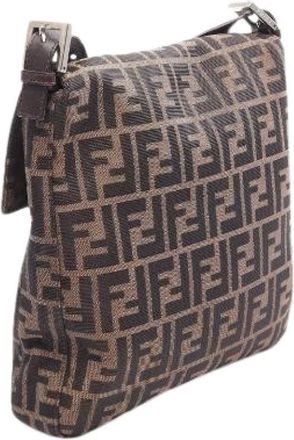 Fendi Pre-owned Zucca Canvas Leather Shoulder Bag - Dames - Pre-owned - Bruin - Maat: ONE Size Leer