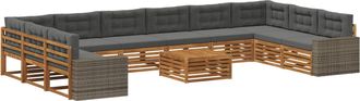 vidaXL Juegos De Sof&aacute;s 11 Uds. Madera De Acacia S&oacute;lida Vidaxl