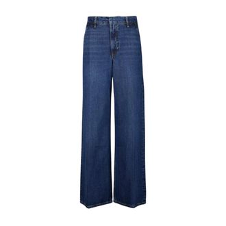 Frame Denim Wide Jeans, female, Blue, W28, Blue Wide-Leg High-Waisted Jeans