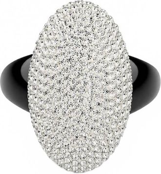 Gold & Honey Womens Crystal Marquise Dome Ring In Silver