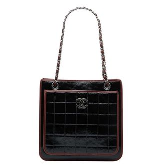 Chanel Chocolate Bar Black Brown Leather Tote Bag (Pre-Owned)