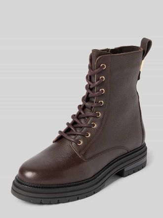 Tommy Hilfiger Schn&uuml;rstiefel aus fein genarbtem Leder in Dunkelbraun, Gr&ouml;&szlig;e 36