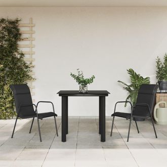 vidaXL Vidaxl - Juego De Comedor Para Jard&iacute;n 3 Piezas Acero Y Textilene Negro