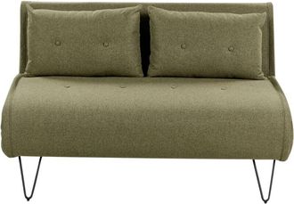 Beliani Sof&aacute; Cama Glamuroso 2 Plazas Con Cojines De Tela Verde Oliva Vestfold