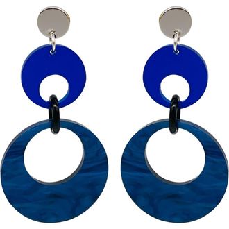 Toolally Swinging Circle Drop Earrings in Dark Blue Swirl & Sapphire at Nordstrom