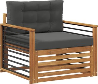 vidaXL Sof&aacute; De Exterior Madera De Acacia S&oacute;lida Y Poli&eacute;ster Vidaxl