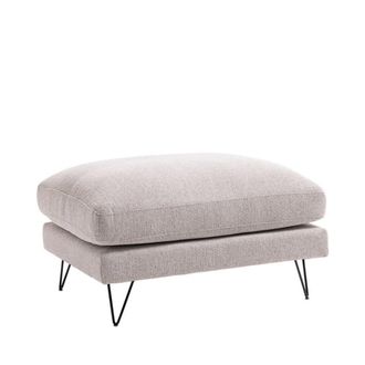 DRAWER Puf de tela con patas de metal negras - Natural