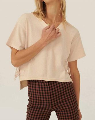 Promesa Ties That Bind Side-Tie Thermal Waffle Tee In Ivory