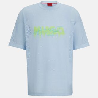 HUGO BOSS Blue Printed Mesh Crewneck Dstaros T-Shirt