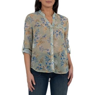 Kut from the Kloth Jasmine Chiffon Button-Up Shirt in Ronda Sage Cornflower at Nordstrom Rack, Size X-Small