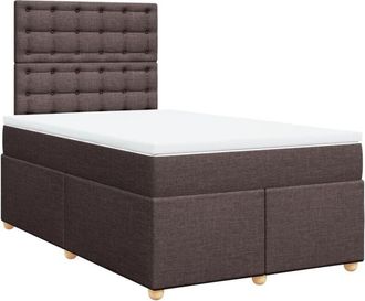 vidaXL Vidaxl - Cama Box Spring Con Colch&oacute;n Tela Marr&oacute;n Oscuro 120x200 Cm