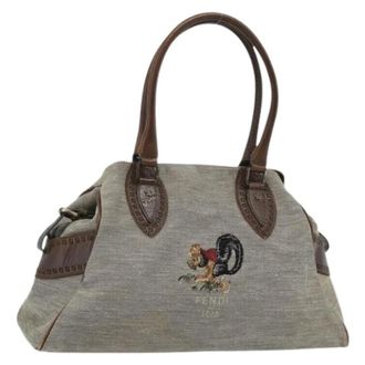 Fendi Pre-owned 8Bn162 Hand Bag - Dames - Pre-owned - Grijs - Maat: ONE Size Leer