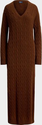 Polo Ralph Lauren Cable-Knit V-Neck Sweater Dress