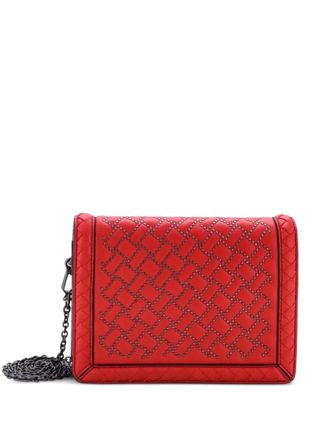 Bottega Veneta Montebello Flap Bag Studded Leather with Intrecciato Detail Mini clutch bag - women - Calf Leather - One Size - Red