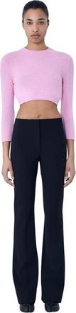 Jil Sander Cropped Knit Sweater - Dames - Ronde hals truien - Roze - 2XS - Wol - Truien & Vesten