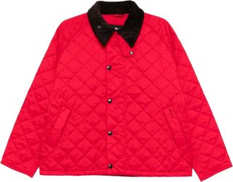 Barbour Giacca trapuntata con colletto a coste - Rosso