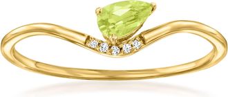 RS Pure by Ross-Simons Peridot Ring With Diamonds in 14kt Yellow Gold
