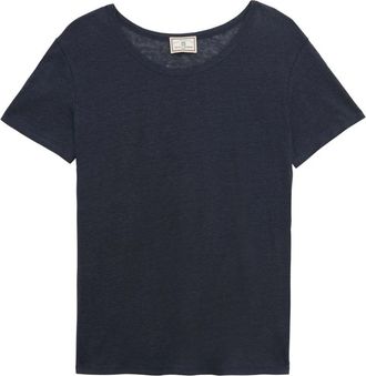 Ines De La Fressange Tops, Dames, Blauw, XL, Linnen, Zonnig T-shirt in marineblauw linnen
