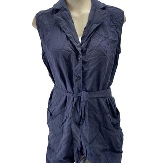Splendid Womens Alessi Short Collared Romper In Navy