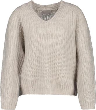 Hemisphere V-hals Gebreide Kleding - Dames - Cashmere truien - Wit - S - Katoen - Truien & Vesten