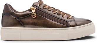Tamaris Womens Brown Faux Leather Fashion Lace Up Sneakers