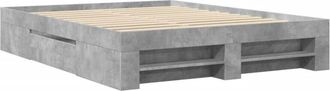 vidaXL Estructura de cama madera de ingeniería gris hormigón 150x200cm Vidaxl