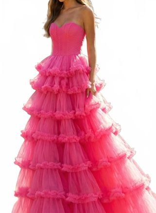 Jovani Juliet Long Formal Prom Dress Gown In Fuchsia