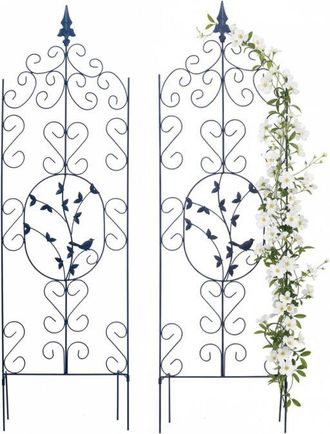 Relaxdays Relaxdays trellis, set of 2, HxW: 116x35 cm, for climbers, metal, ivy, roses, free-standing, black