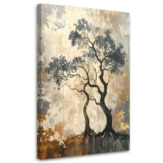 Feeby Impresi&oacute;n De Imagen &Aacute;rboles Grunge Naturaleza Beige Y Dorado 70x100
